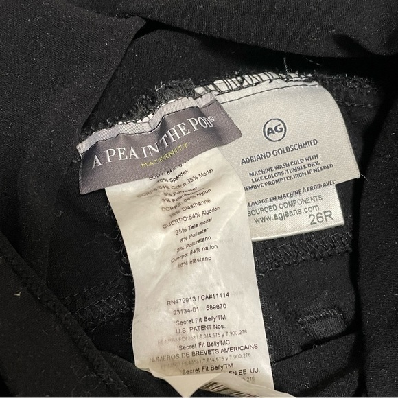 A Pea in a Pod AG Adriano Goldschmied Maternity Skinny Black Velvet Pants 26R. - Picture 7 of 12